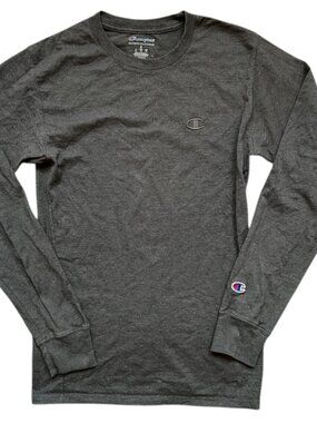Champion Long Sleeve Tee, Charcoal Grey, Size S